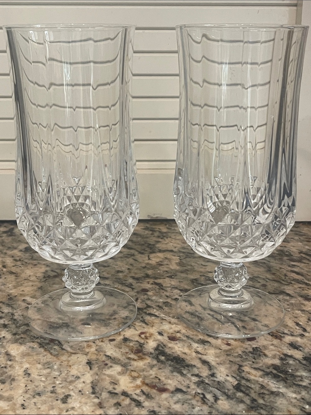 CRISTAL D’ARQUES “LONGCHAMP” 12 oz CRYSTAL ICED TEA GOBLETS/GLASS x2